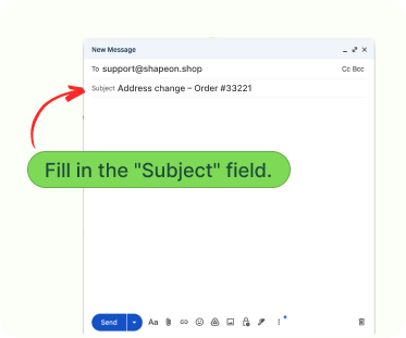 Screenshot showing subject line field